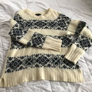 JCREW cream and navy acrylic/wool sweater size XL